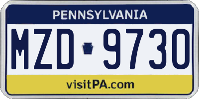 PA license plate MZD9730