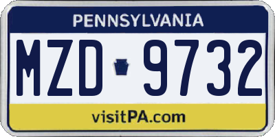 PA license plate MZD9732