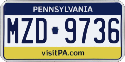 PA license plate MZD9736