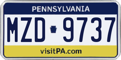 PA license plate MZD9737