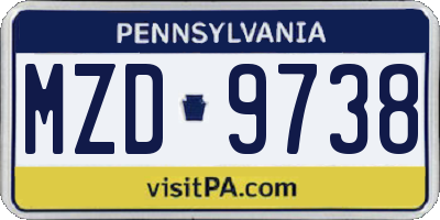 PA license plate MZD9738