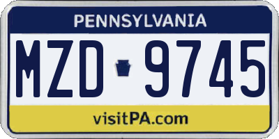 PA license plate MZD9745