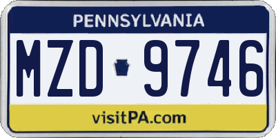 PA license plate MZD9746