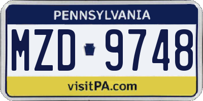 PA license plate MZD9748