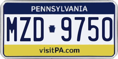 PA license plate MZD9750