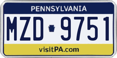 PA license plate MZD9751