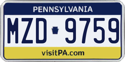 PA license plate MZD9759