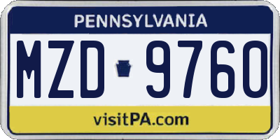 PA license plate MZD9760