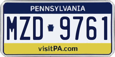 PA license plate MZD9761