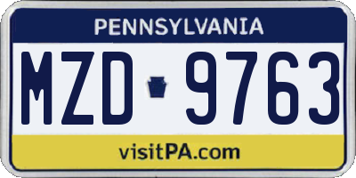 PA license plate MZD9763