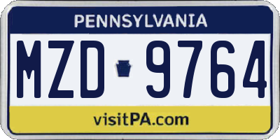 PA license plate MZD9764