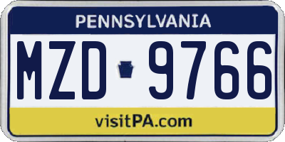 PA license plate MZD9766