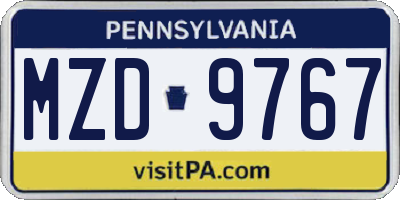 PA license plate MZD9767