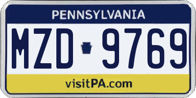 PA license plate MZD9769
