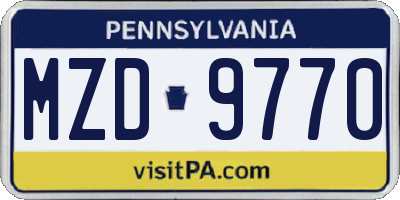 PA license plate MZD9770