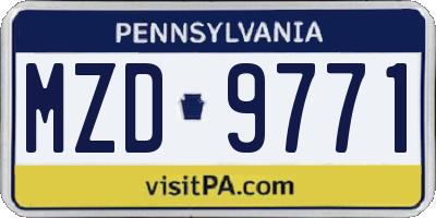 PA license plate MZD9771