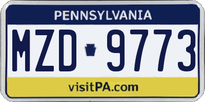 PA license plate MZD9773
