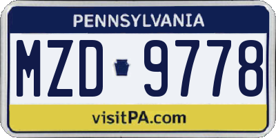 PA license plate MZD9778