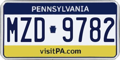 PA license plate MZD9782