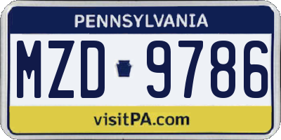 PA license plate MZD9786
