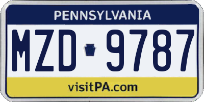 PA license plate MZD9787