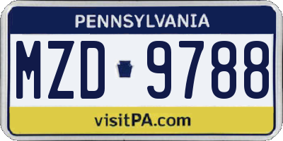 PA license plate MZD9788
