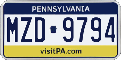PA license plate MZD9794