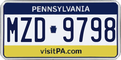 PA license plate MZD9798