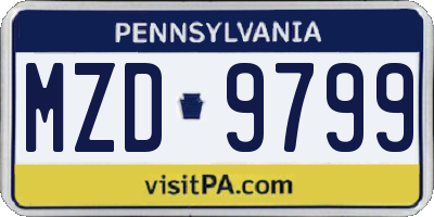 PA license plate MZD9799