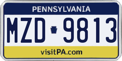 PA license plate MZD9813