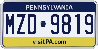 PA license plate MZD9819
