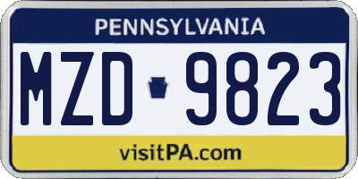 PA license plate MZD9823