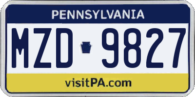 PA license plate MZD9827