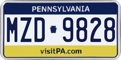 PA license plate MZD9828