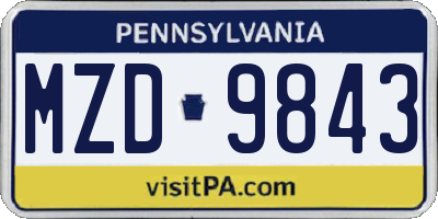 PA license plate MZD9843