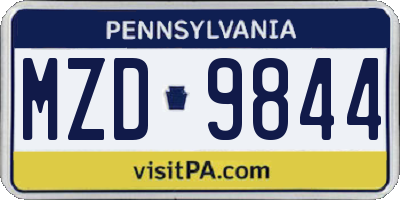 PA license plate MZD9844