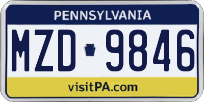 PA license plate MZD9846