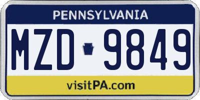 PA license plate MZD9849