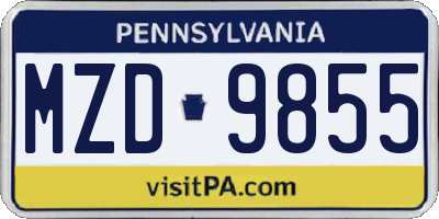PA license plate MZD9855