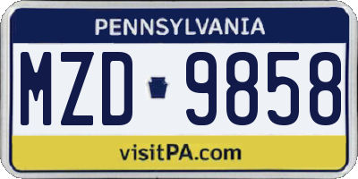 PA license plate MZD9858