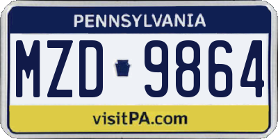 PA license plate MZD9864