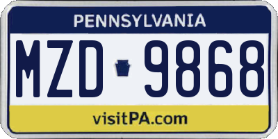 PA license plate MZD9868
