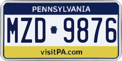 PA license plate MZD9876