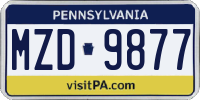 PA license plate MZD9877