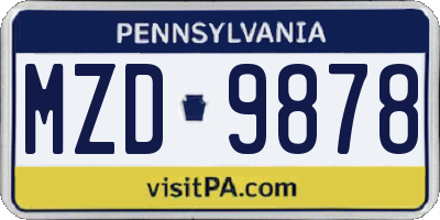 PA license plate MZD9878