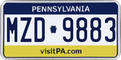 PA license plate MZD9883