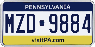 PA license plate MZD9884