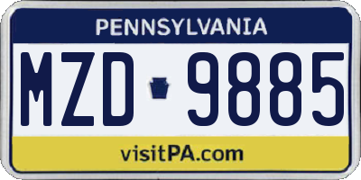 PA license plate MZD9885