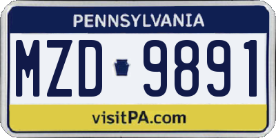 PA license plate MZD9891