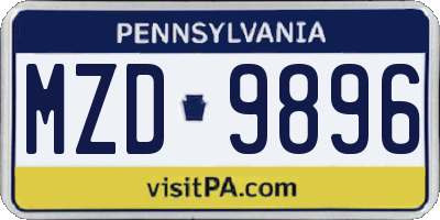PA license plate MZD9896